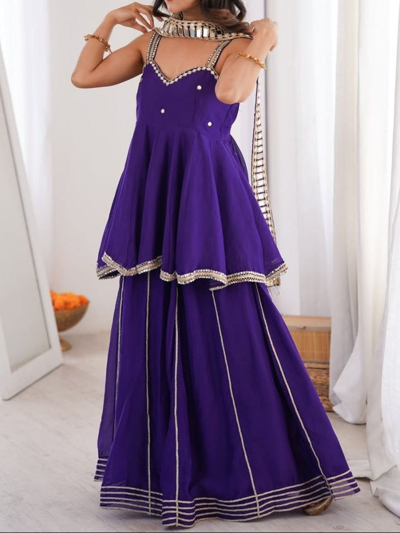 Party Wear Original Miror Work Palazzo Set With Designer Dupatta