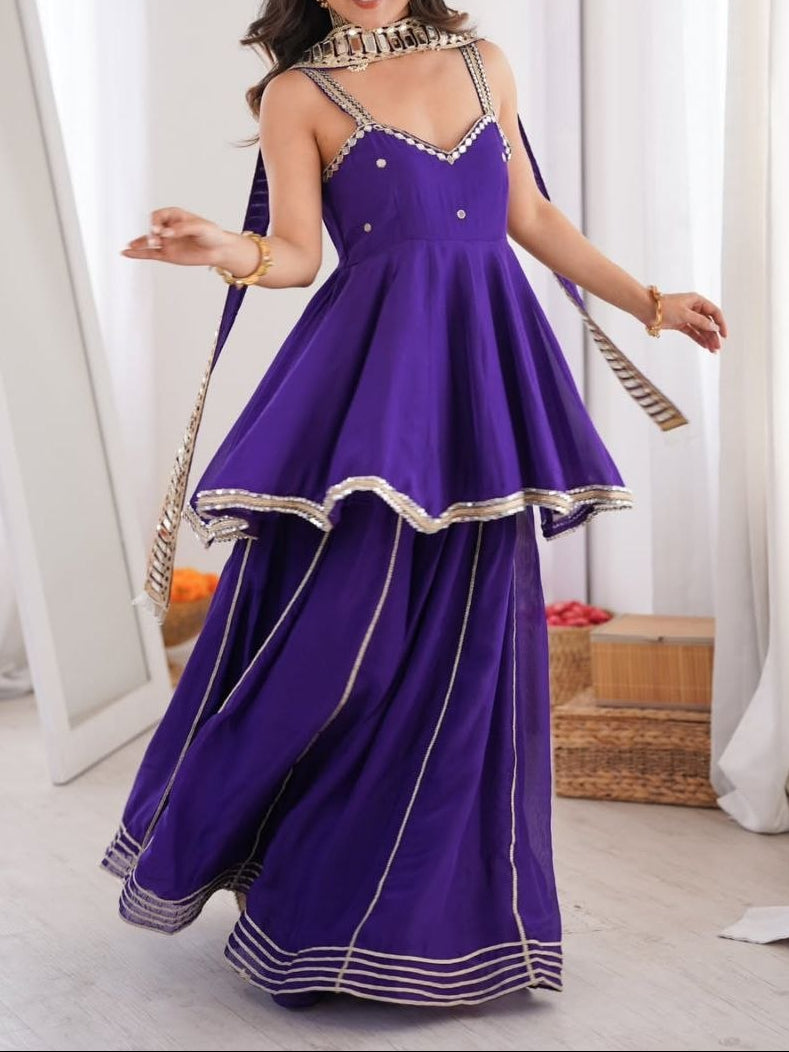 Party Wear Original Miror Work Palazzo Set With Designer Dupatta