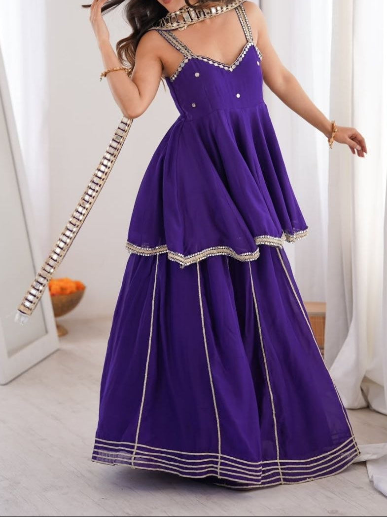 Party Wear Original Miror Work Palazzo Set With Designer Dupatta