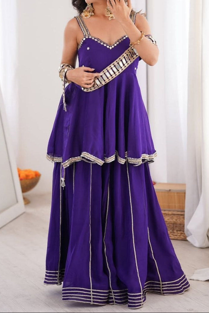 Party Wear Original Miror Work Palazzo Set With Designer Dupatta