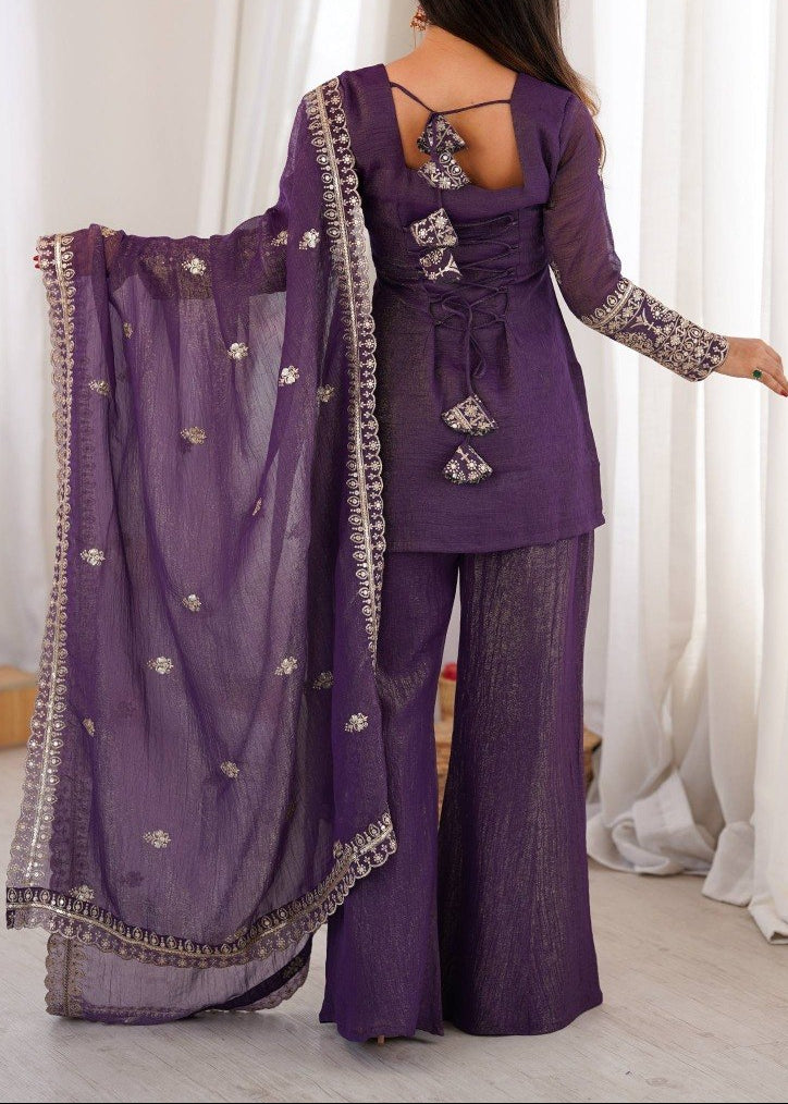 Designer Back Side Fancy Dori With Bell Bottom & Dupatta