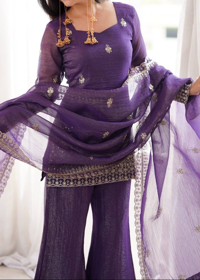 Designer Back Side Fancy Dori With Bell Bottom & Dupatta