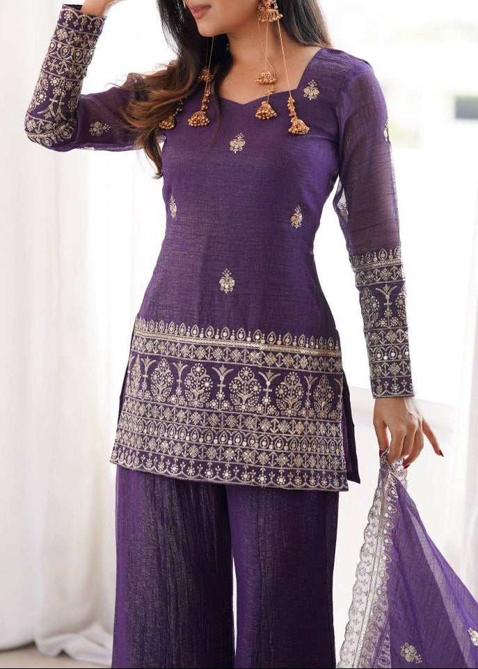 Designer Back Side Fancy Dori With Bell Bottom & Dupatta