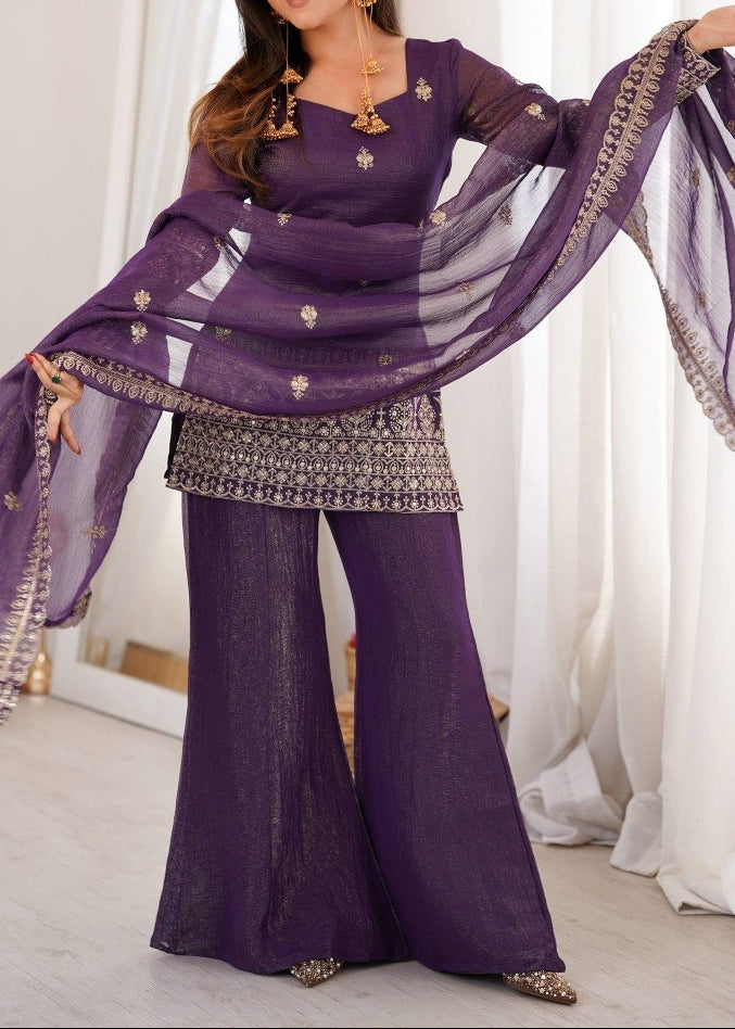Designer Back Side Fancy Dori With Bell Bottom & Dupatta