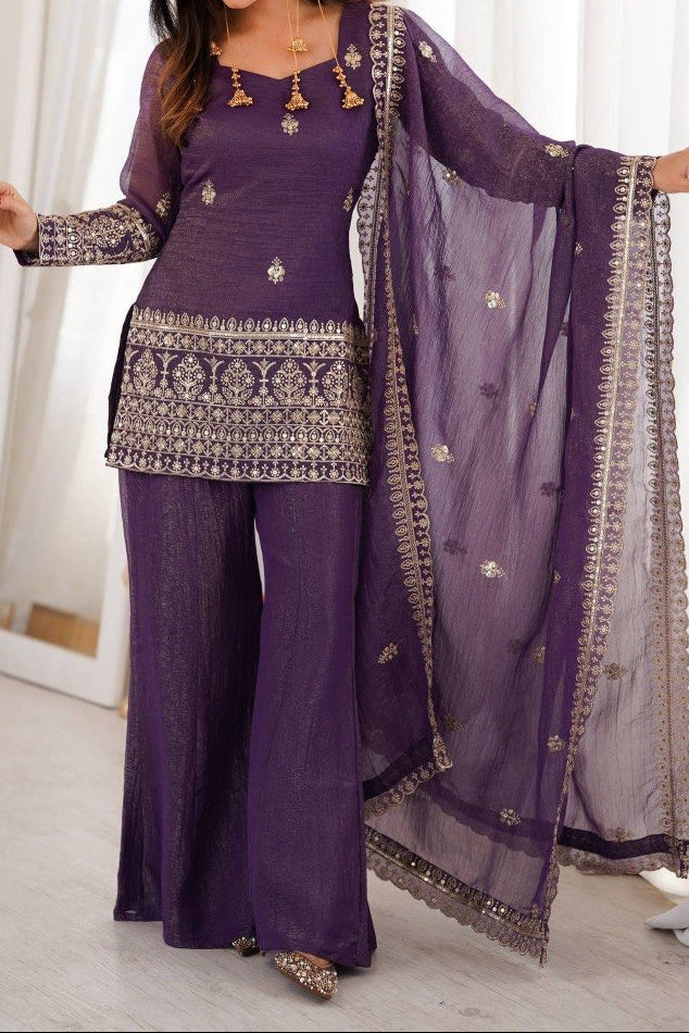 Designer Back Side Fancy Dori With Bell Bottom & Dupatta
