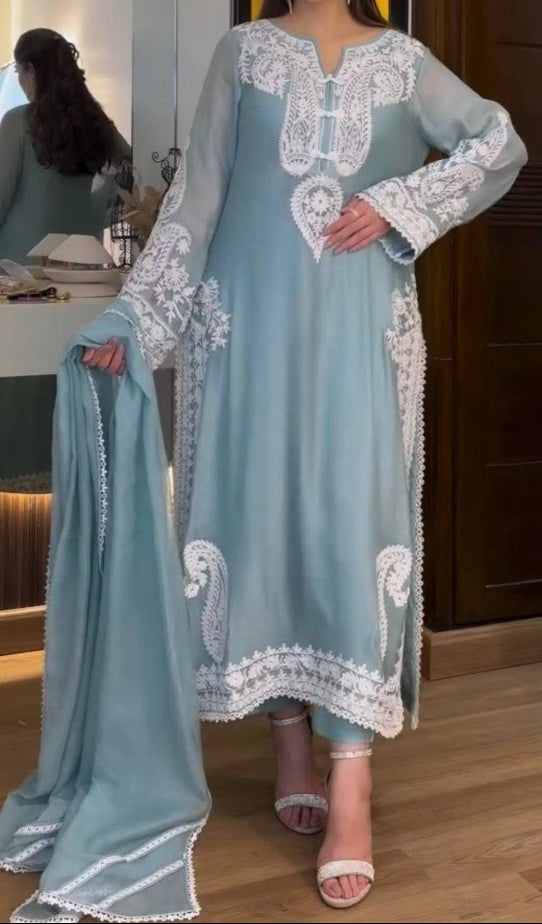 Fancy Pakistani Suit With Embroidery Work