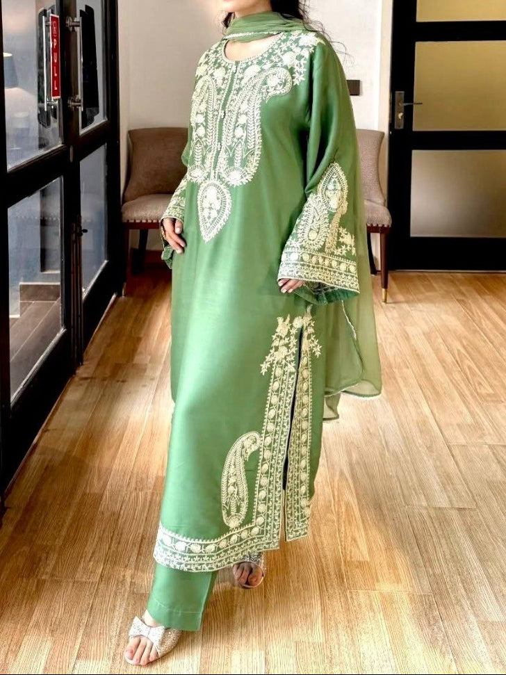 Fancy Pakistani Suit With Embroidery Work