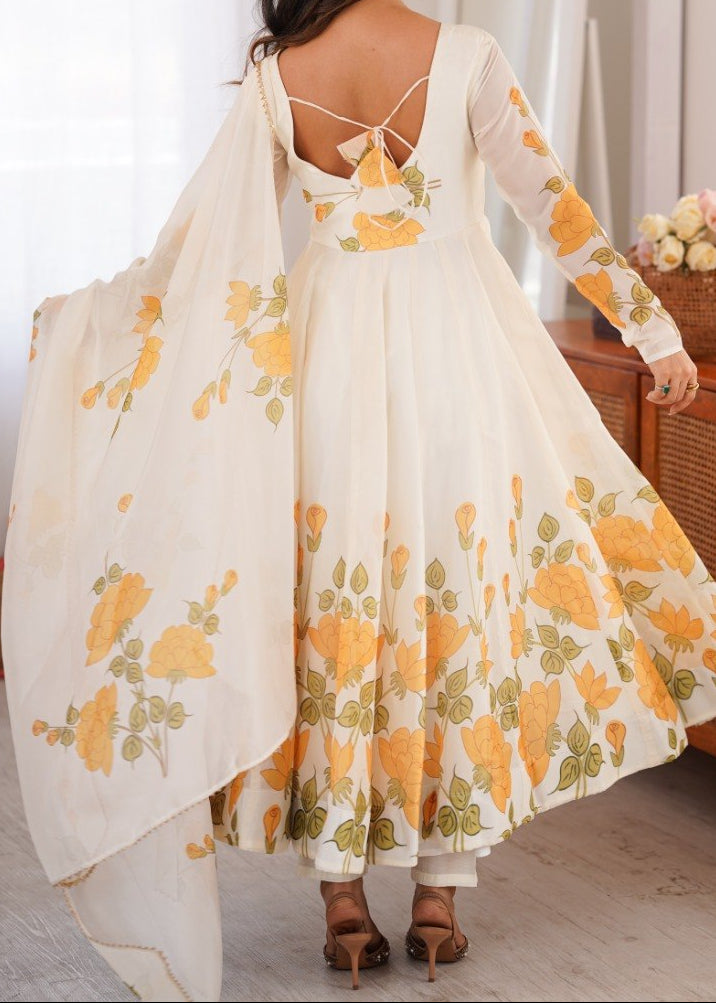 Floral Printed Organza Anarkali Suit Set