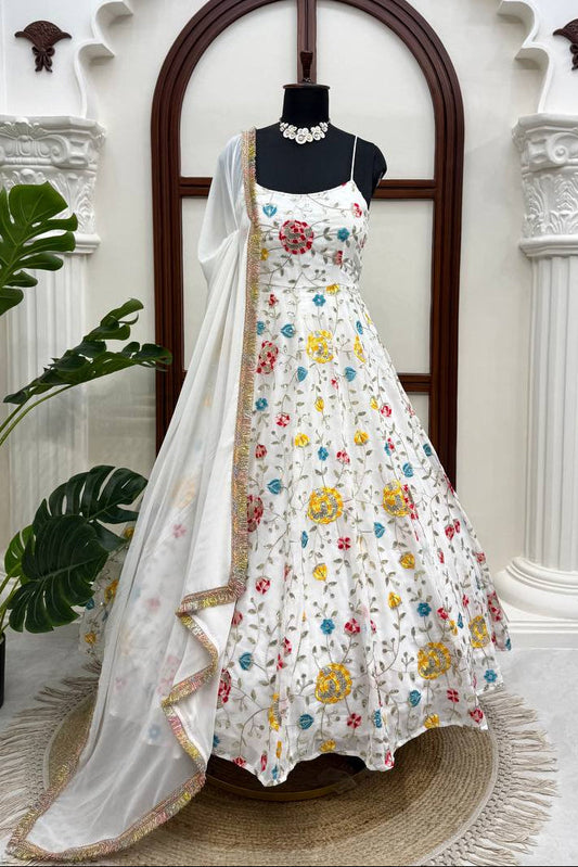 Wedding Wear Heavy Faux Georgette Thread with Sequence Anarkali  Suit