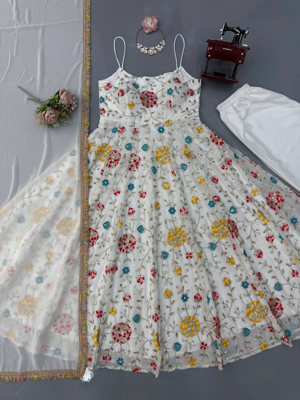 Wedding Wear Heavy Faux Georgette Thread with Sequence Anarkali  Suit