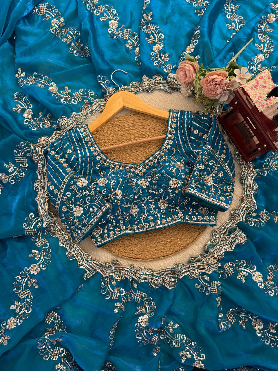 Party Wear Fendy Silk Beads With Sequence Work Saree