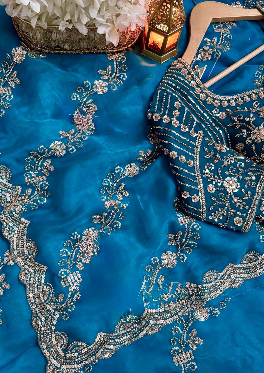Party Wear Fendy Silk Beads With Sequence Work Saree