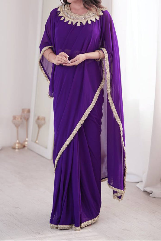 2 Style Wearing Saree With Borders Mirror Lace On Pallu Ready To Wear