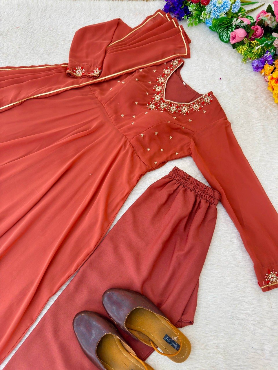 Party Wear Heavy Handwork Gown bottom & Dupatta