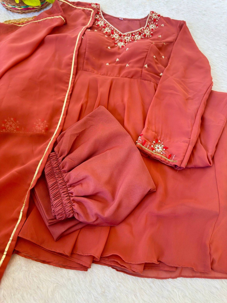 Party Wear Heavy Handwork Gown bottom & Dupatta