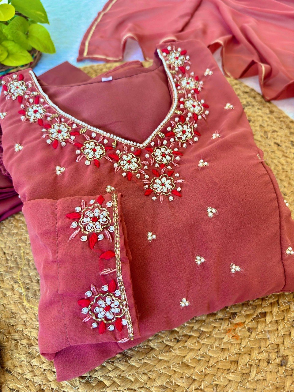 Party Wear Heavy Handwork Gown bottom & Dupatta