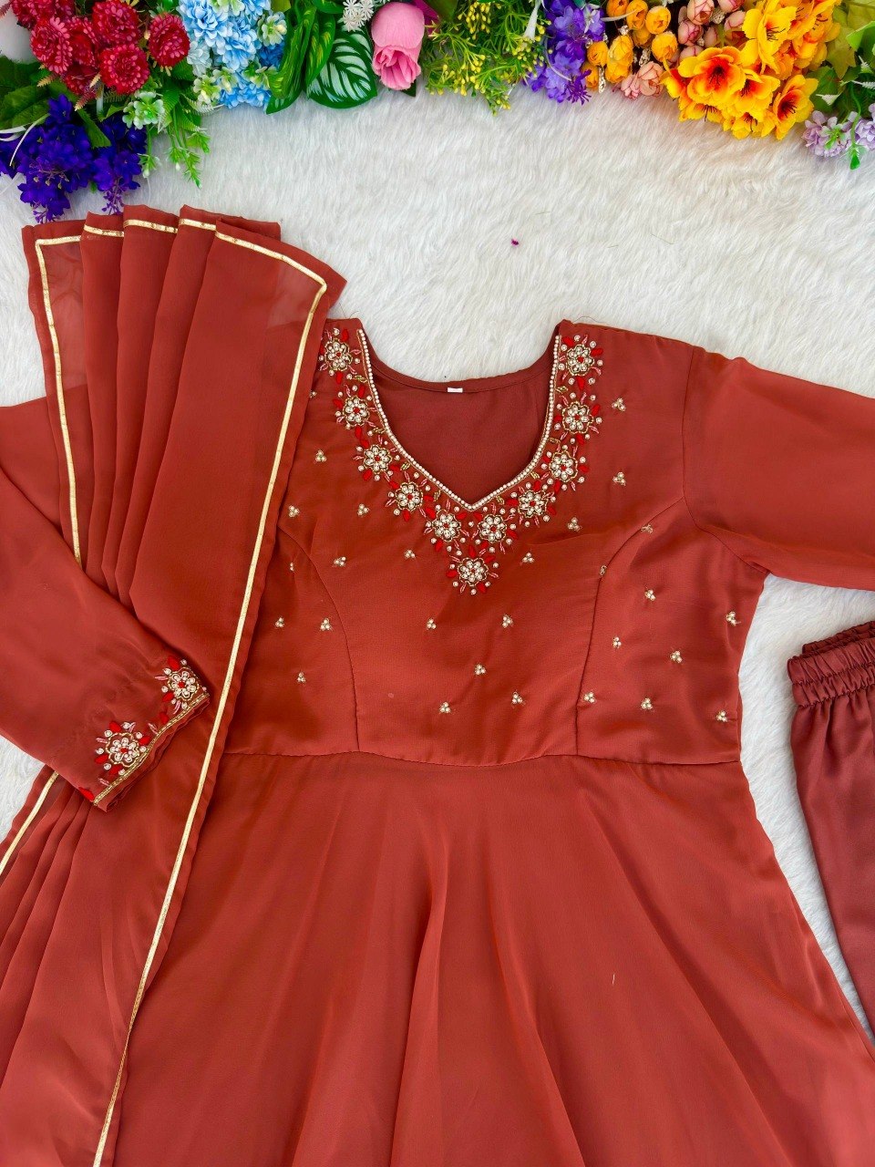 Party Wear Heavy Handwork Gown bottom & Dupatta