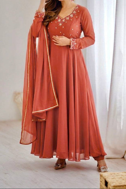 Party Wear Heavy Handwork Gown bottom & Dupatta