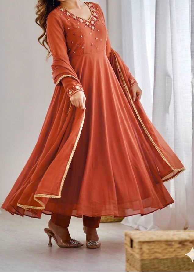 Party Wear Heavy Handwork Gown bottom & Dupatta