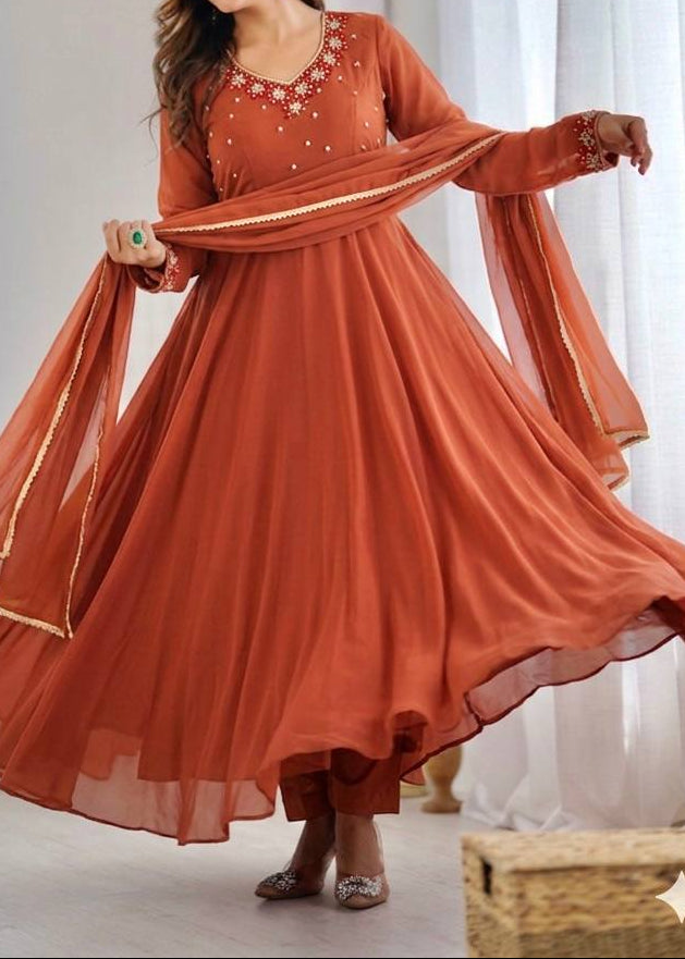 Party Wear Heavy Handwork Gown bottom & Dupatta