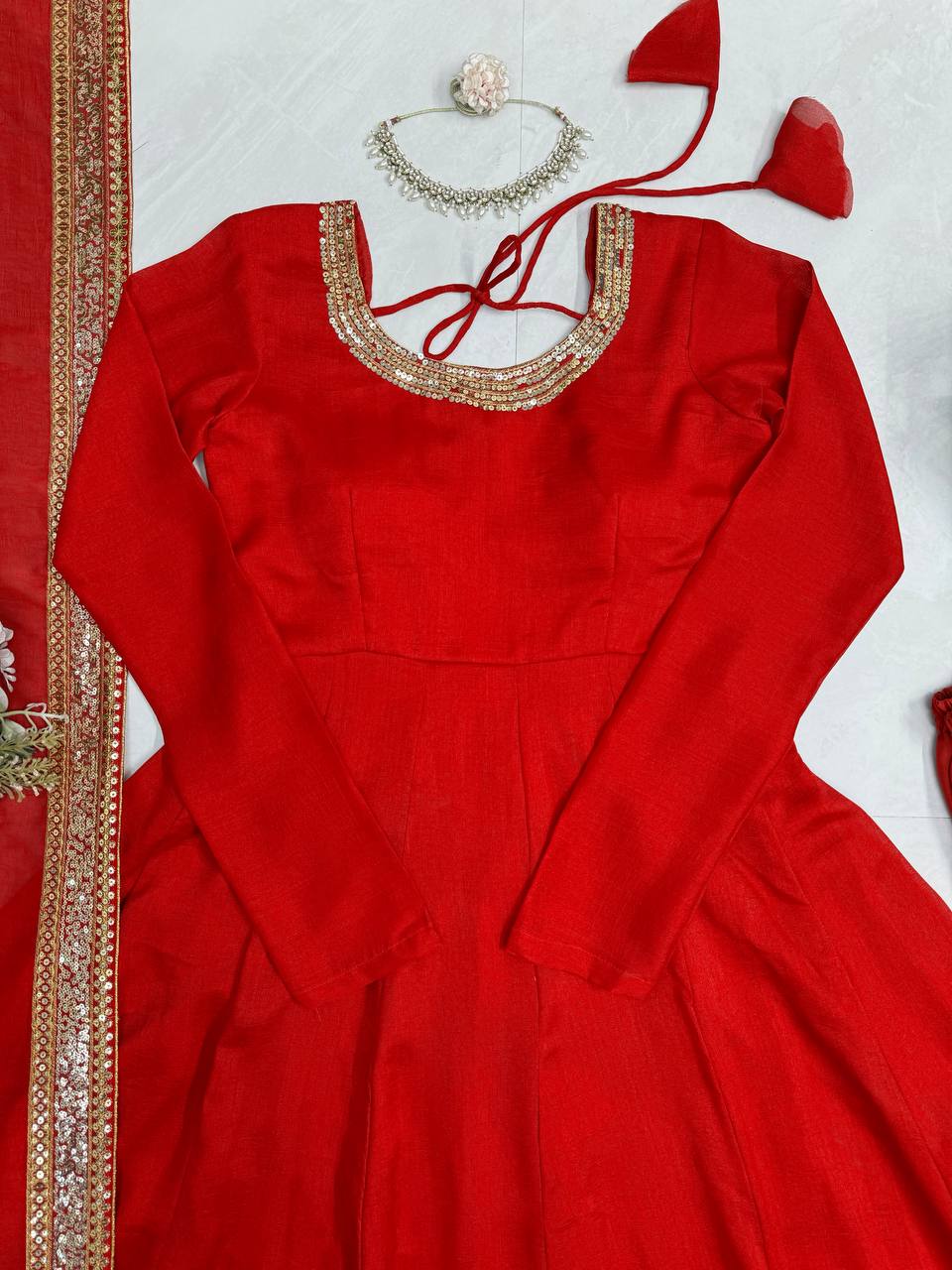 Party Wear Designer Vichitra Silk Anarkali Suit