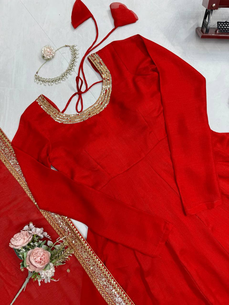 Party Wear Designer Vichitra Silk Anarkali Suit