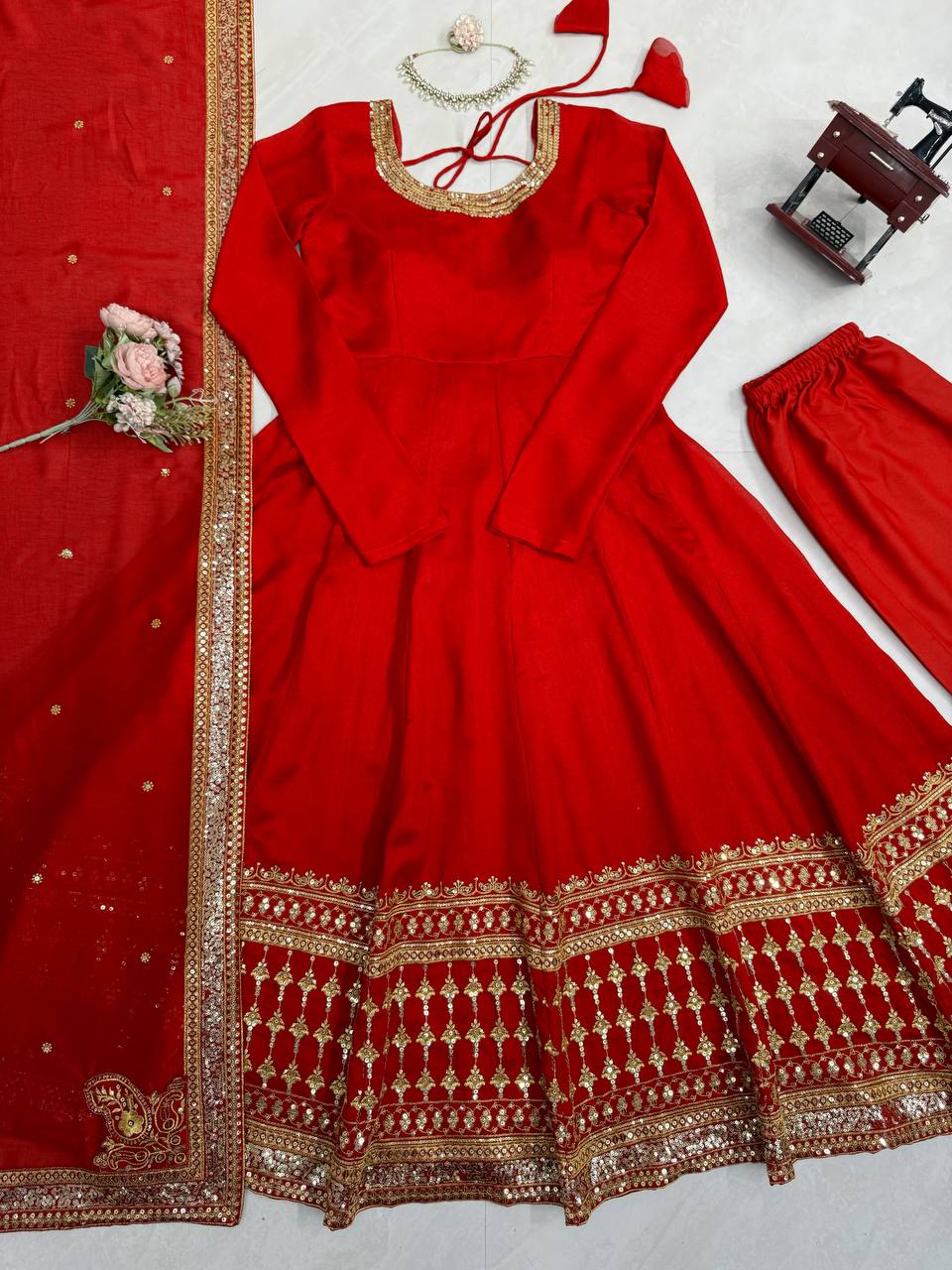 Party Wear Designer Vichitra Silk Anarkali Suit