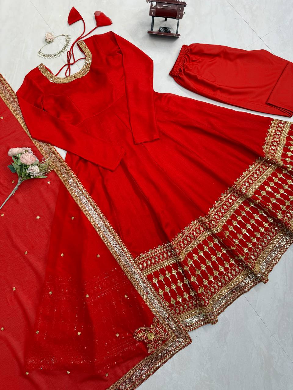 Party Wear Designer Vichitra Silk Anarkali Suit