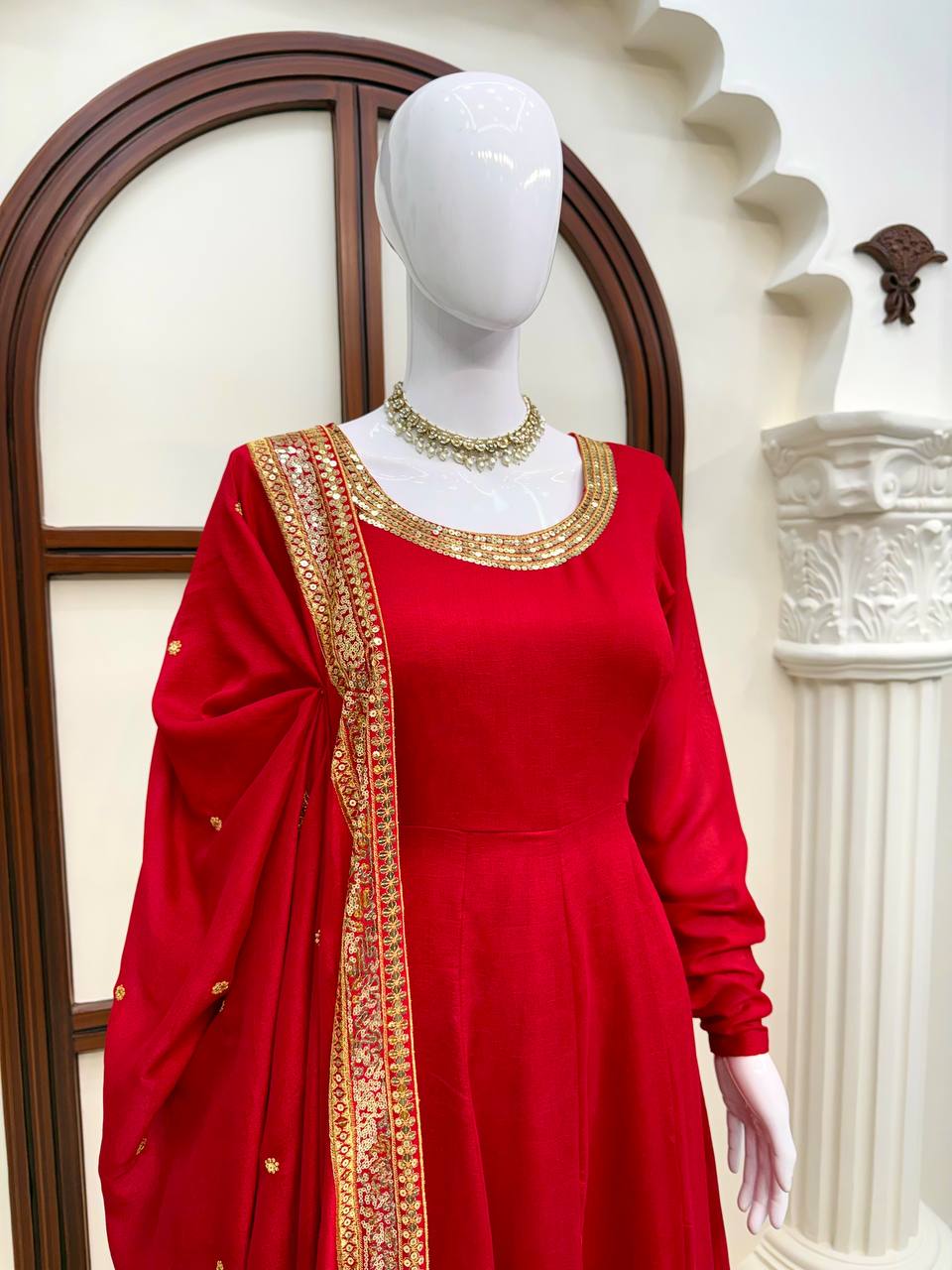 Party Wear Designer Vichitra Silk Anarkali Suit