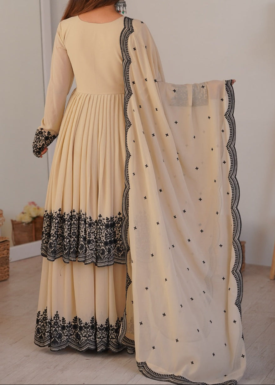 Premium Faux Georgette Embroidery Thread Detailing Sharara Set