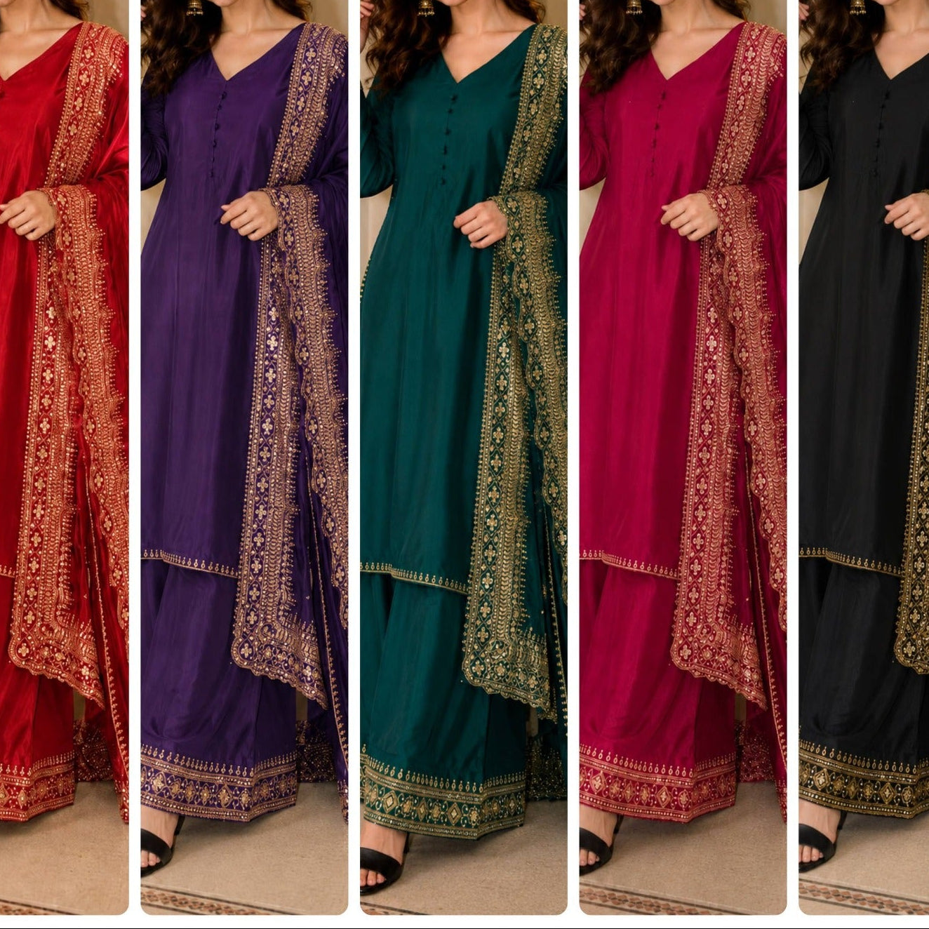 Designer Party Wear Top and Palazzo. With Fancy Duppata and Embroidery Sequences Work