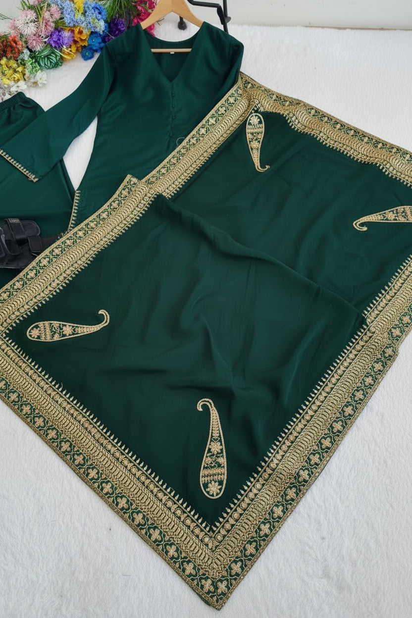 Designer Party Wear Top and Palazzo. With Fancy Duppata and Embroidery Sequences Work