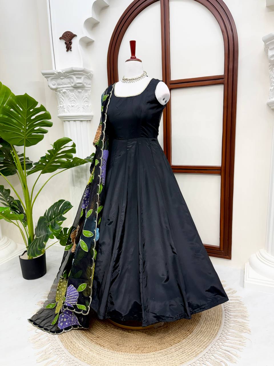 Elegant Ethnic Wear Black Color Anarkali Suit With Designer Dupatta