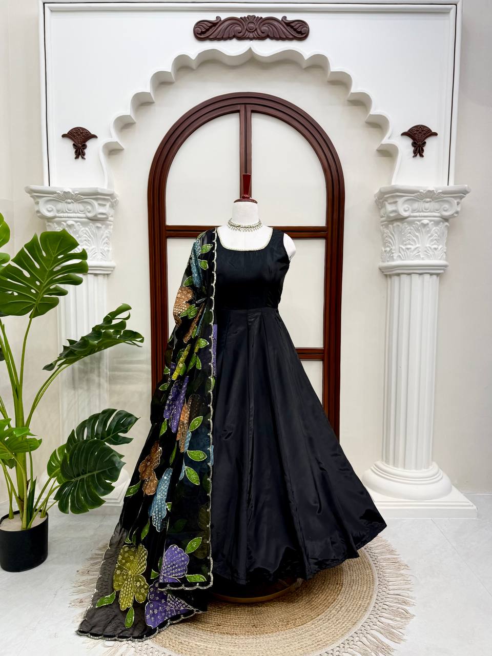 Elegant Ethnic Wear Black Color Anarkali Suit With Designer Dupatta