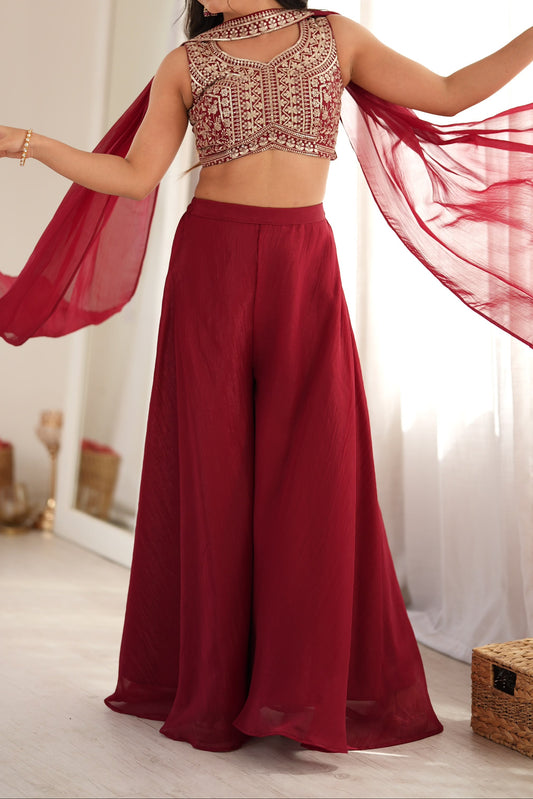 Designer Indo-western Thread & Embroidery Work Palazzo Set
