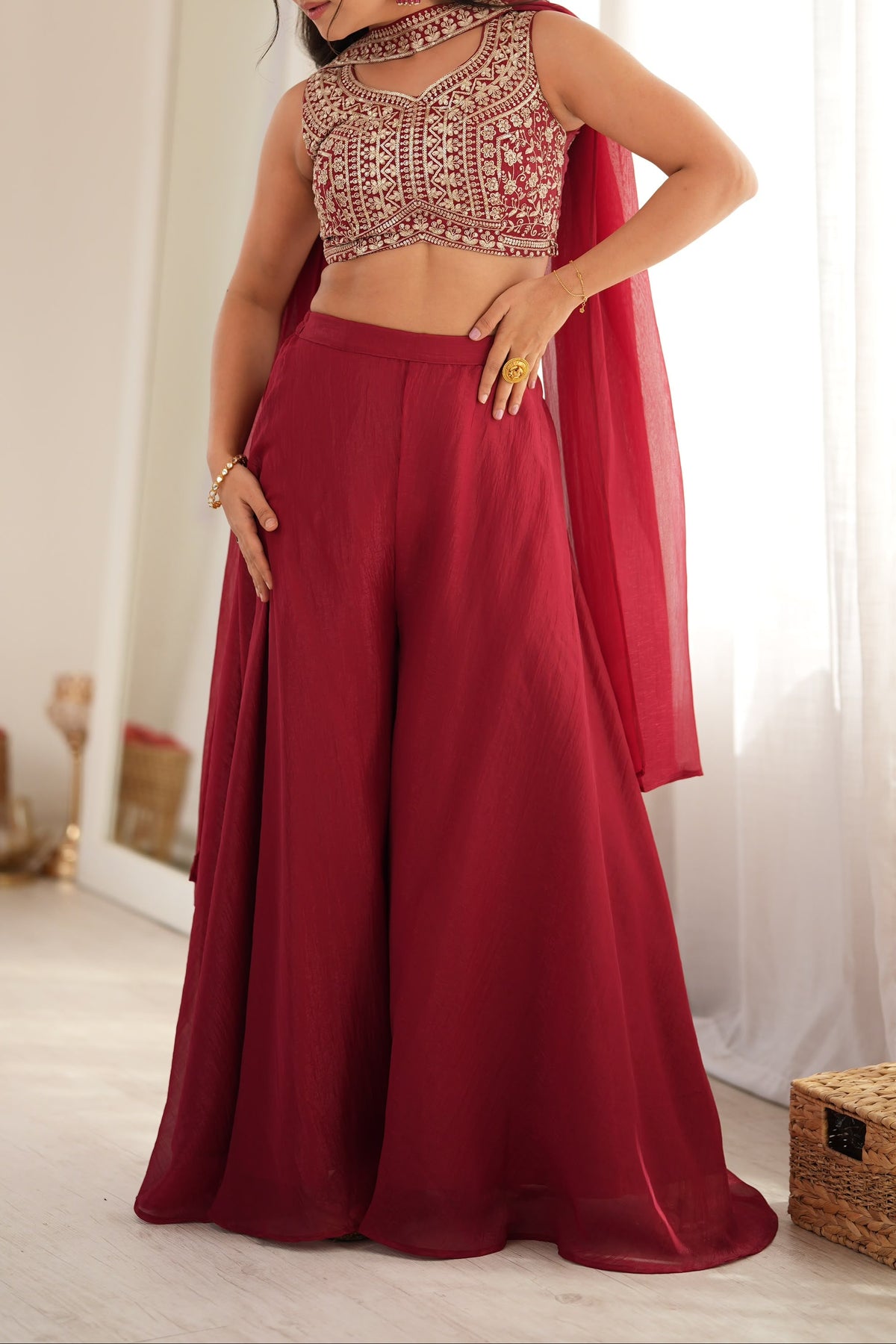 Designer Indo-western Thread & Embroidery Work Palazzo Set