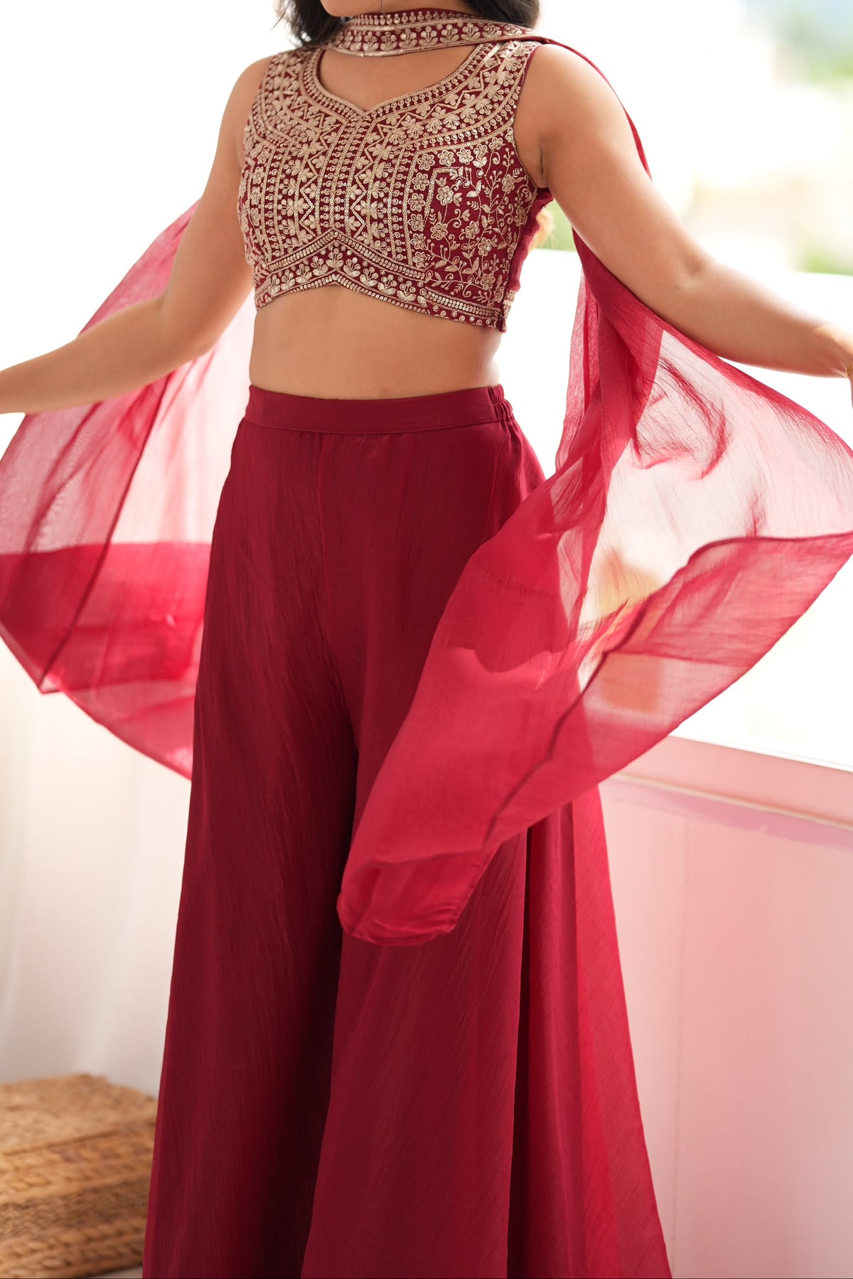 Designer Indo-western Thread & Embroidery Work Palazzo Set