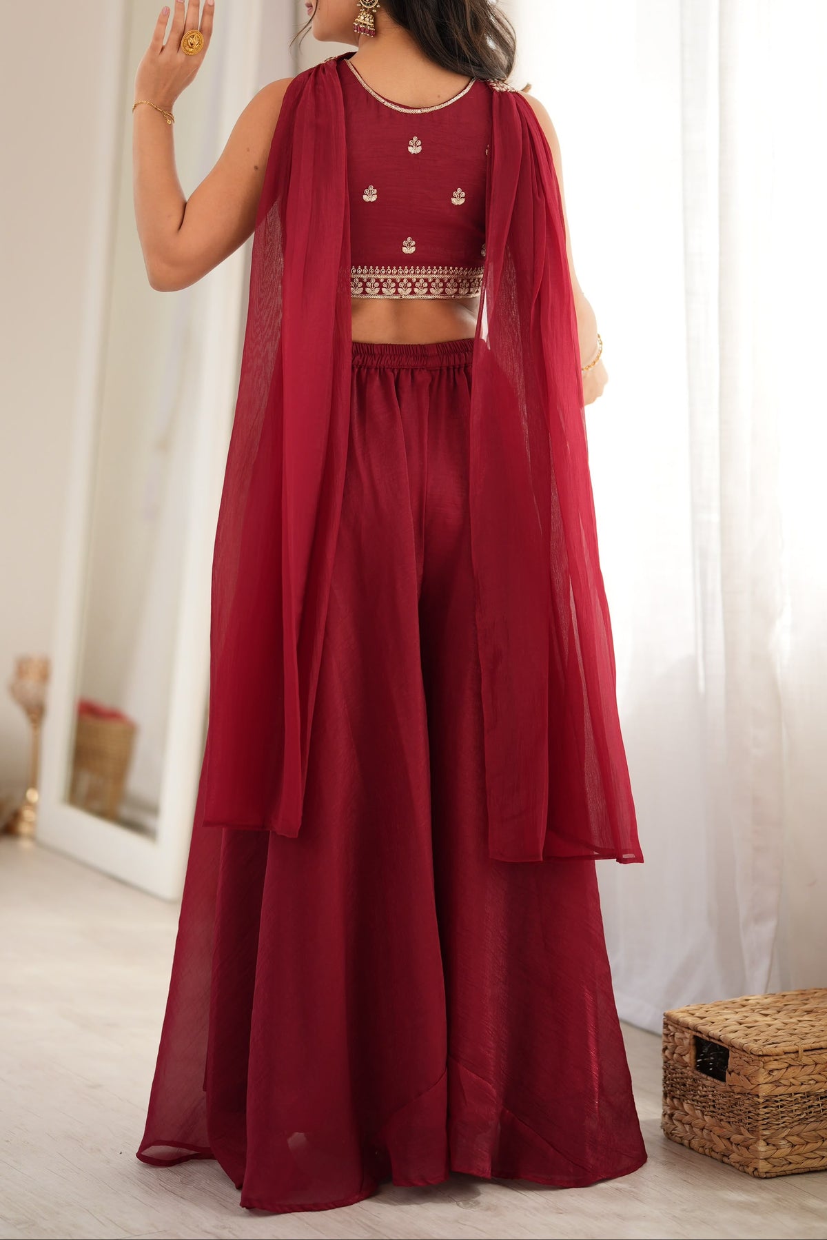 Designer Indo-western Thread & Embroidery Work Palazzo Set