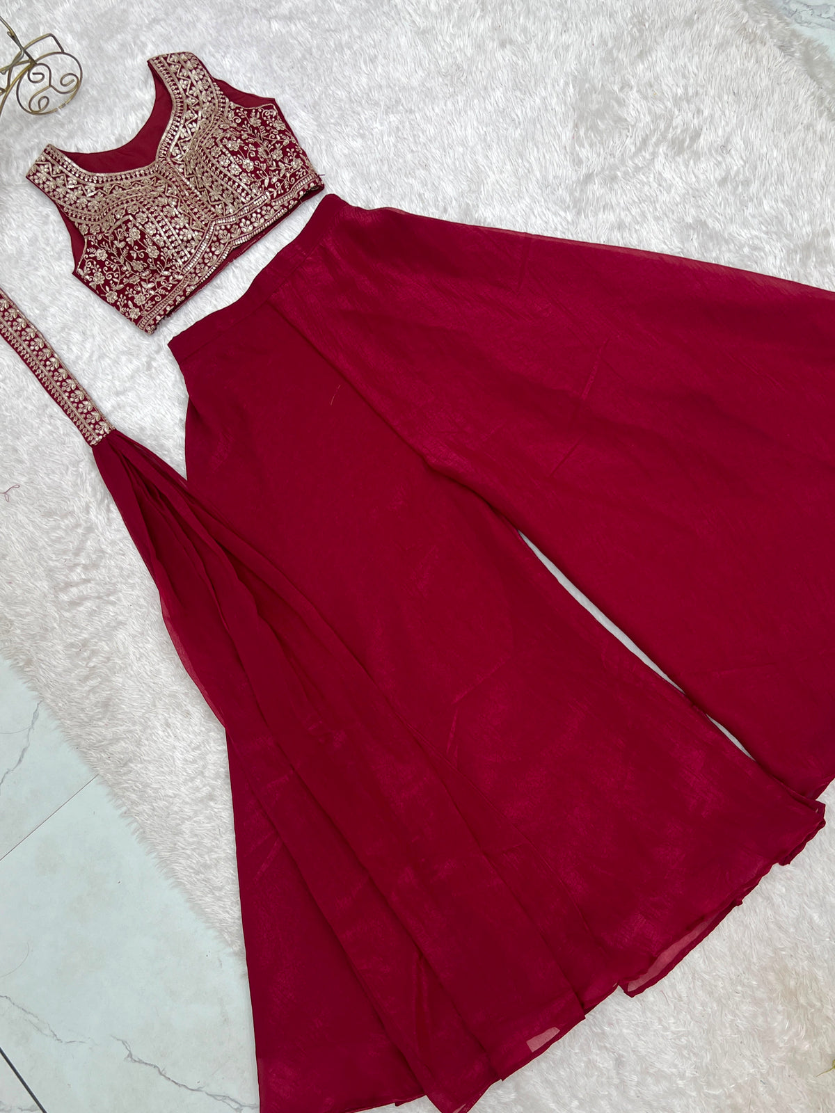 Designer Indo-western Thread & Embroidery Work Palazzo Set