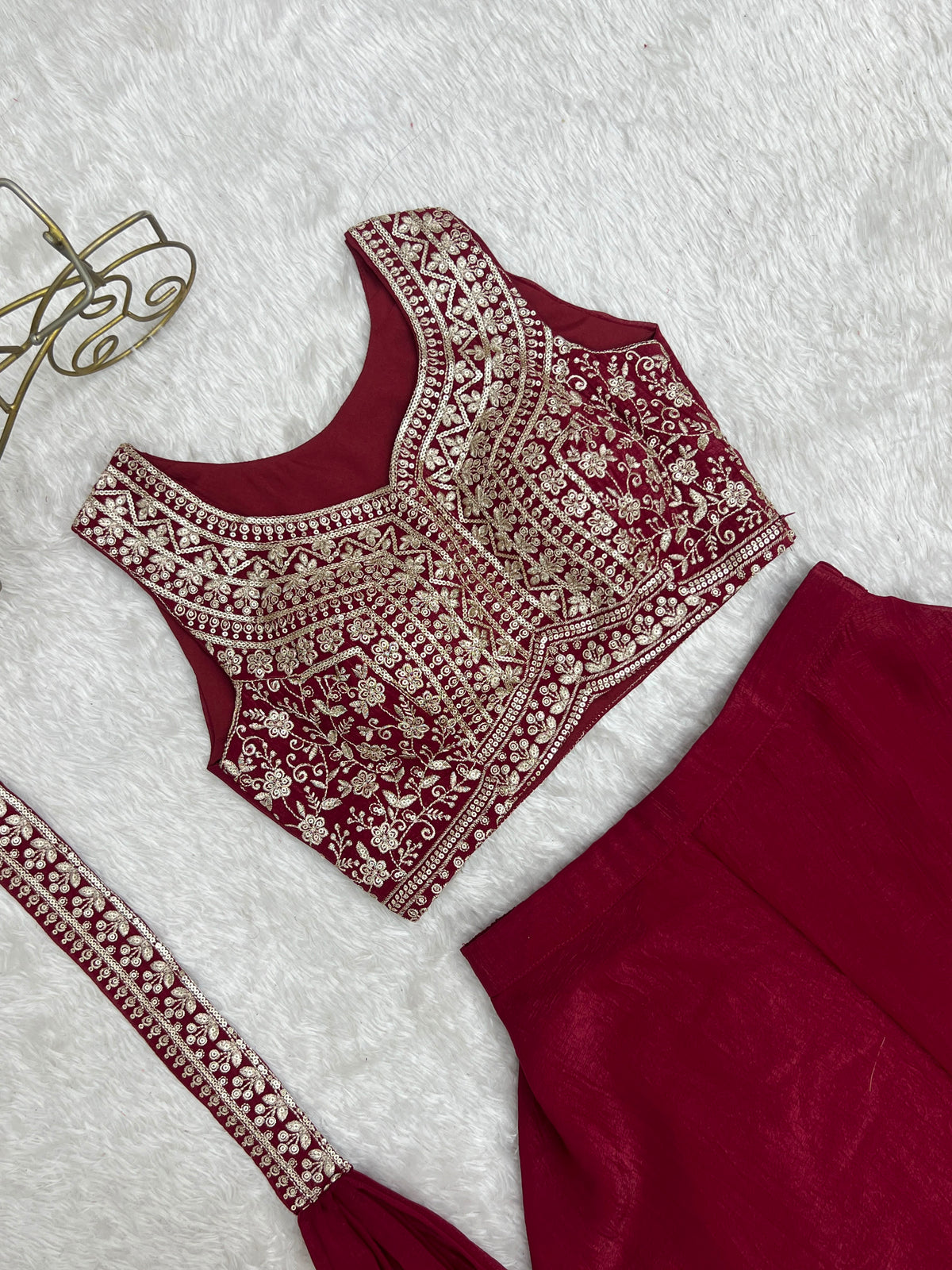 Designer Indo-western Thread & Embroidery Work Palazzo Set