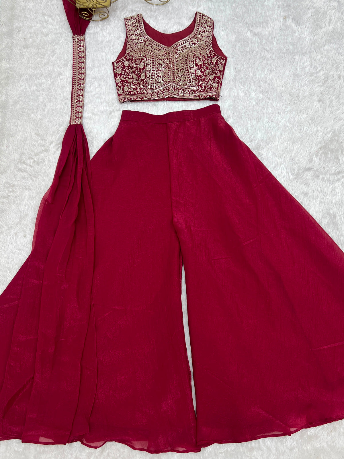 Designer Indo-western Thread & Embroidery Work Palazzo Set