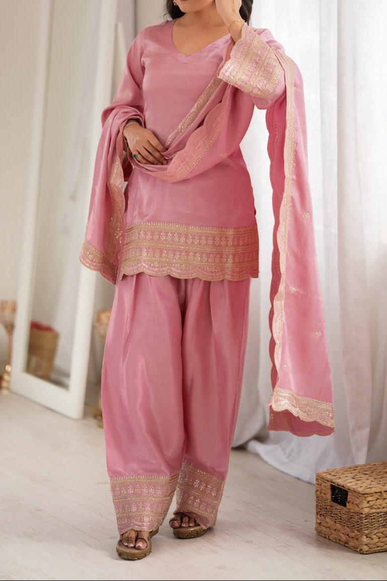 Elegant Farshi Salwar Suit With Beautiful Look & Embroidery Sequins Work