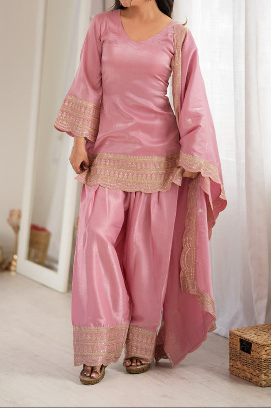 Elegant Farshi Salwar Suit With Beautiful Look & Embroidery Sequins Work