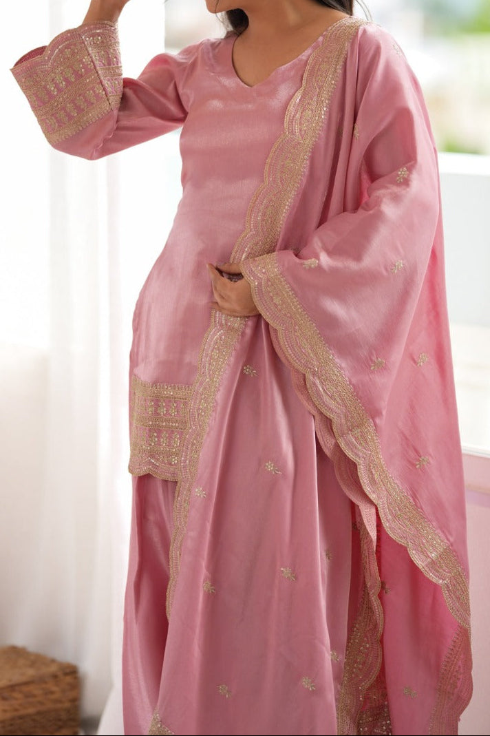 Elegant Farshi Salwar Suit With Beautiful Look & Embroidery Sequins Work
