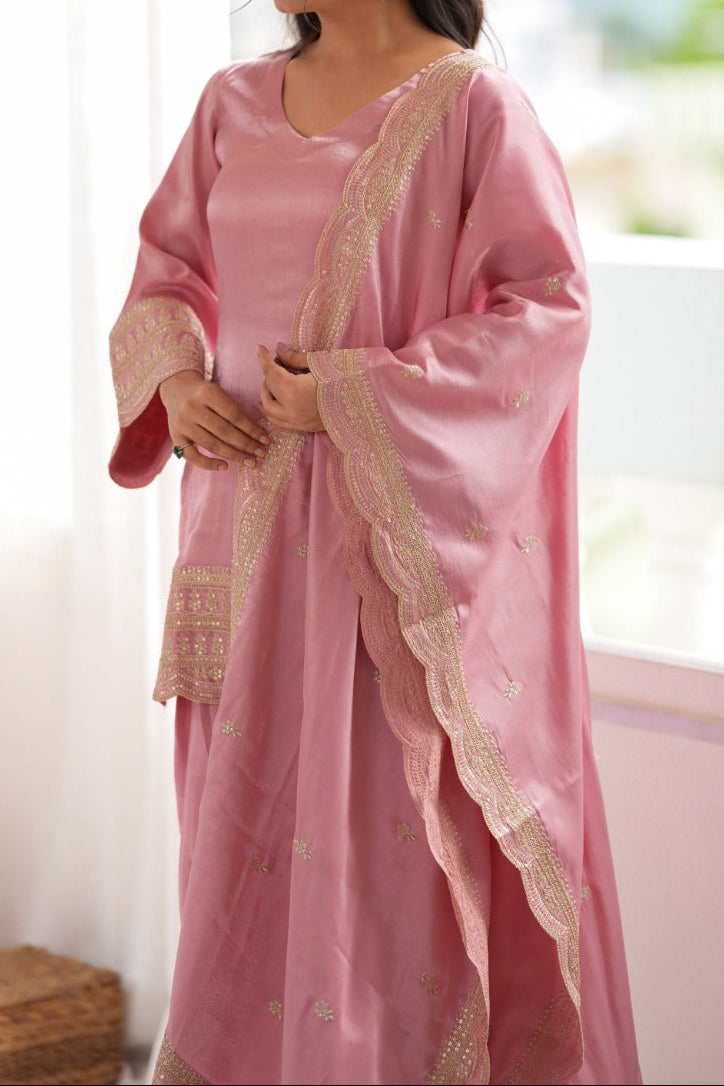 Elegant Farshi Salwar Suit With Beautiful Look & Embroidery Sequins Work