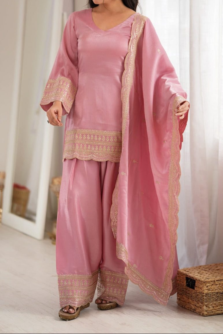 Elegant Farshi Salwar Suit With Beautiful Look & Embroidery Sequins Work