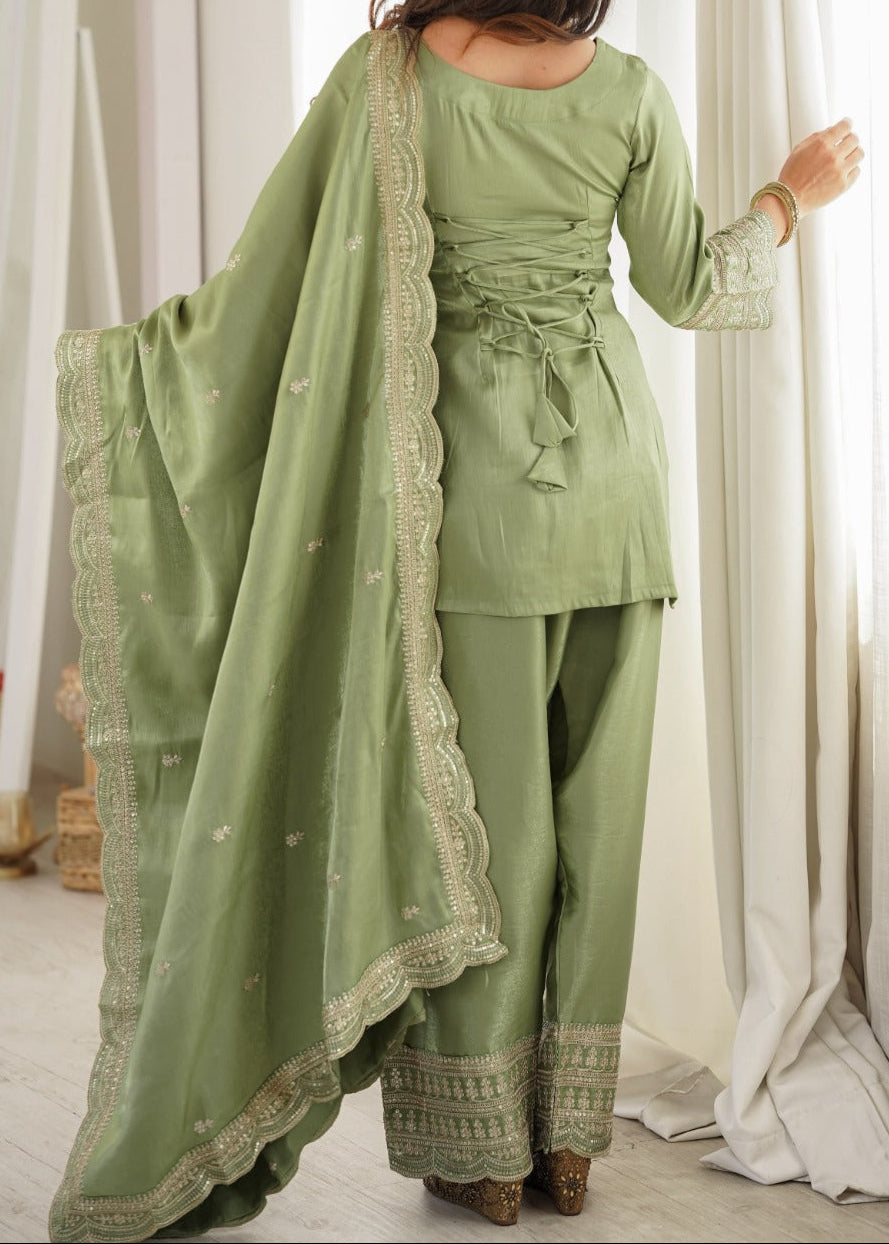 Elegant Farshi Salwar Suit With Beautiful Look & Embroidery Sequins Work