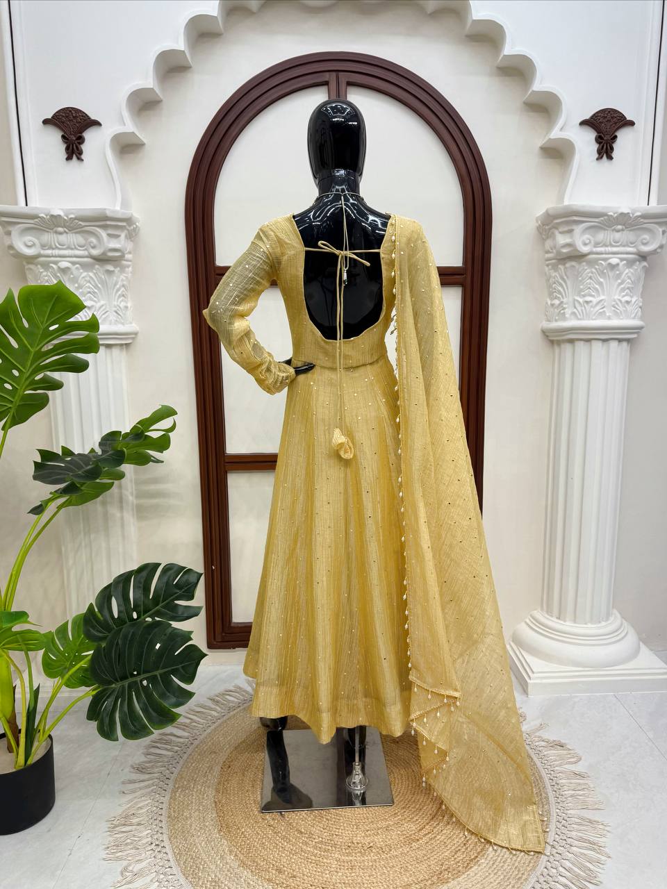 Designer Salsa Silk Foil Work Party Wear Anarkali Set