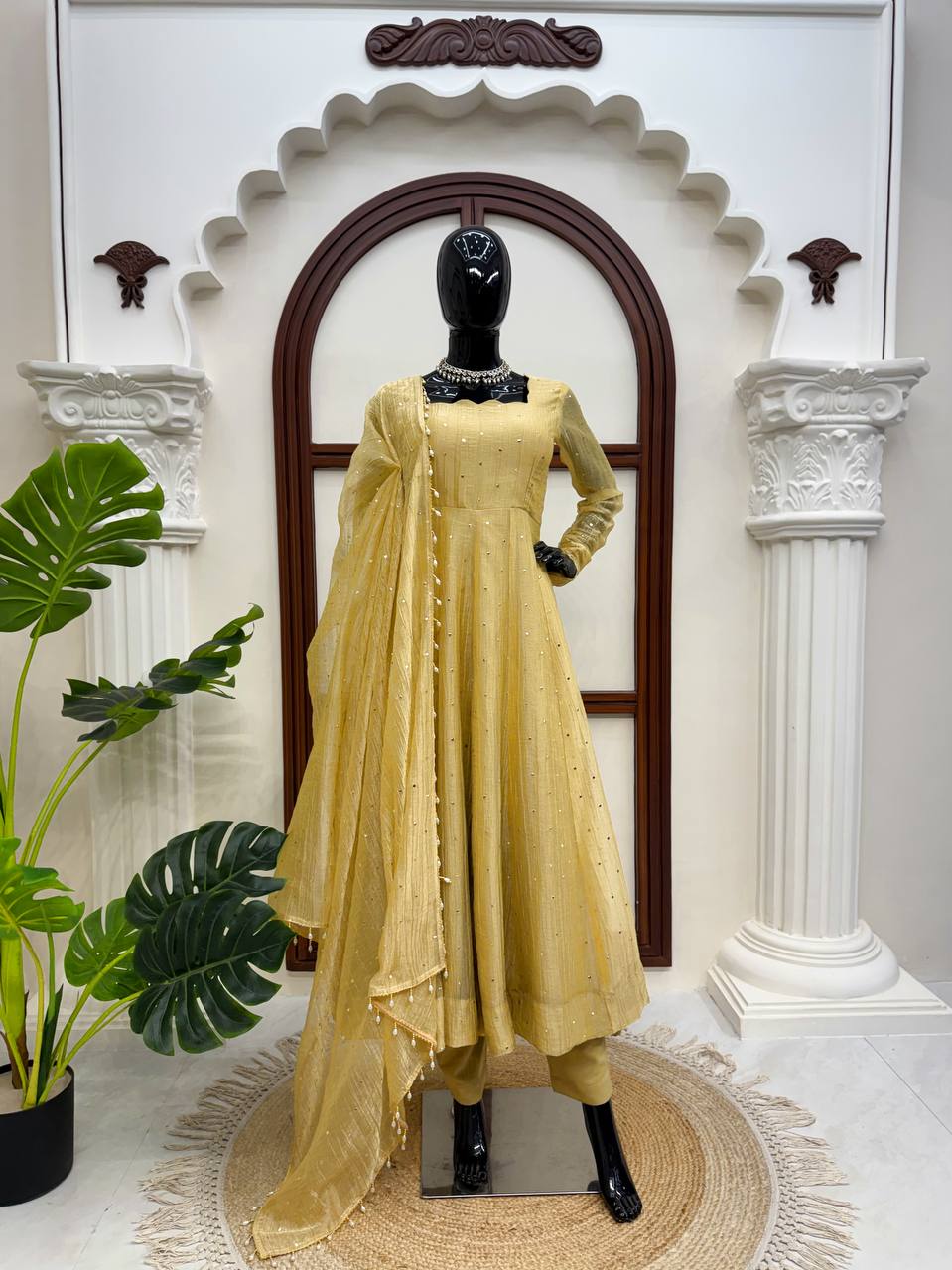 Designer Salsa Silk Foil Work Party Wear Anarkali Set