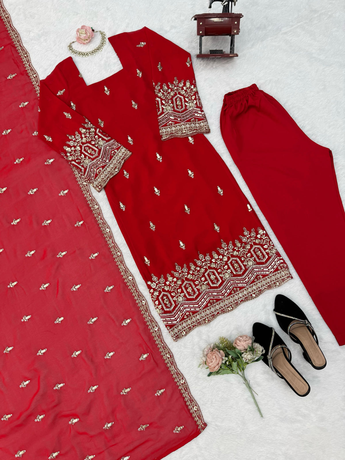 Premium Quality Heavy Beads And Sequence Work Detailing Designer Suit